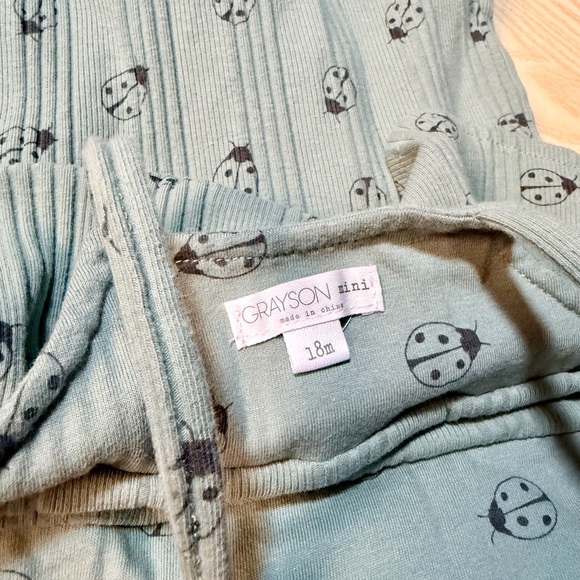 Girls Sage Green Ruffle One-Piece Romper - Picture 2 of 3